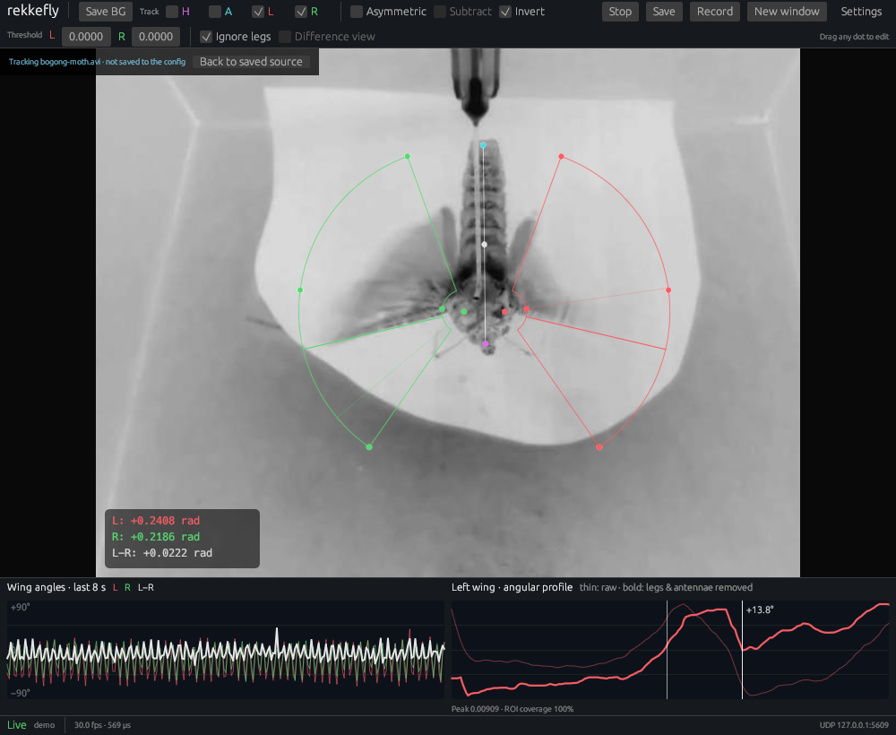 Rekkefly tracking the Bogong moth with the debug traces open